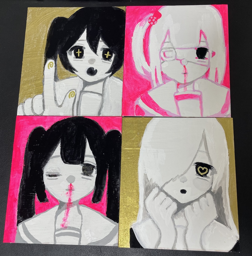 アナログ原画　アクリル絵の具　ミニ色紙