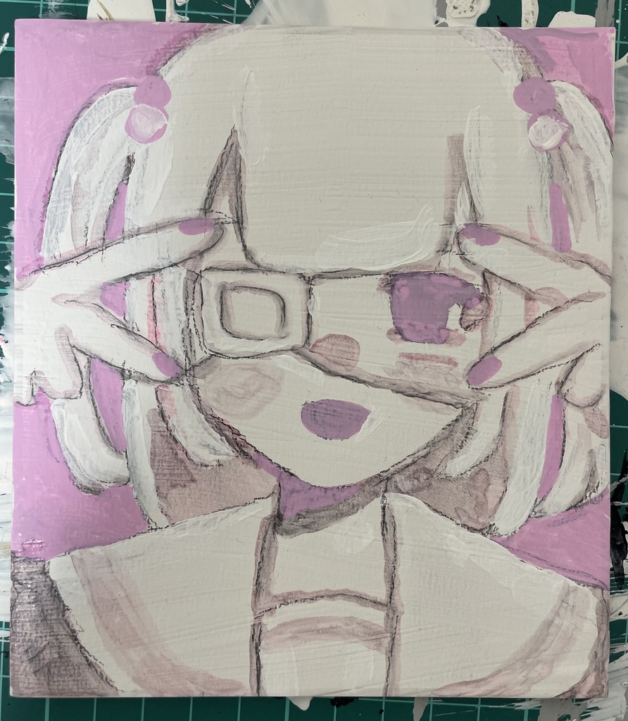 アナログ原画 アクリル絵の具 ミニ色紙