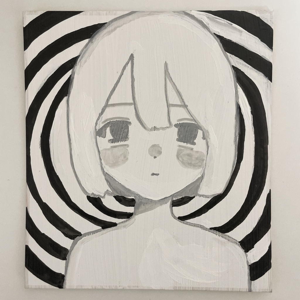 「眩暈」アナログ原画 アクリル絵の具 ミニ色紙