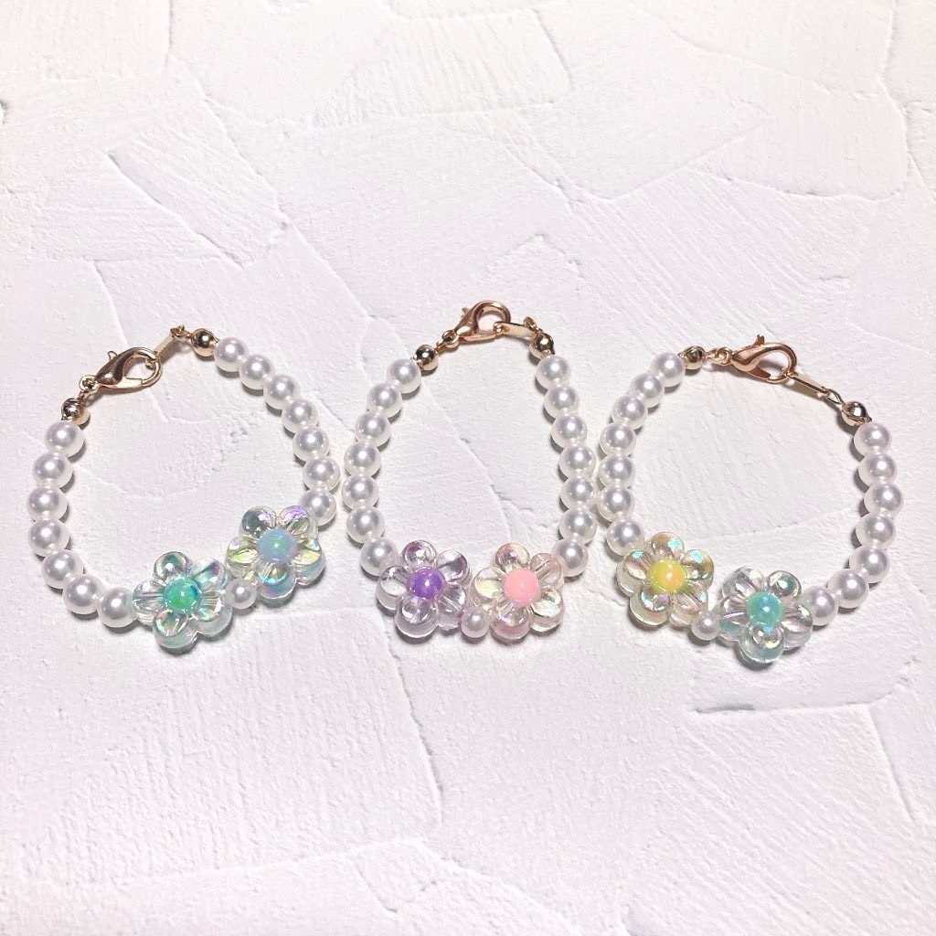 ぬいちゃん用🧸パール×フラワーネックレス