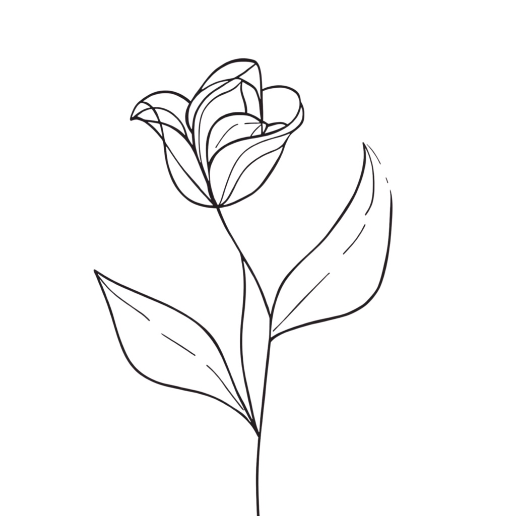 シンプルフラワーラインアート 8PNG /背景透過済/商用可・表示のみPDF