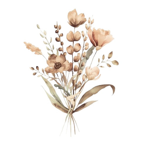 ナチュラル淡色ドライフラワー素材8点セット /背景透過PNG/表示のみPDF/商用利用可