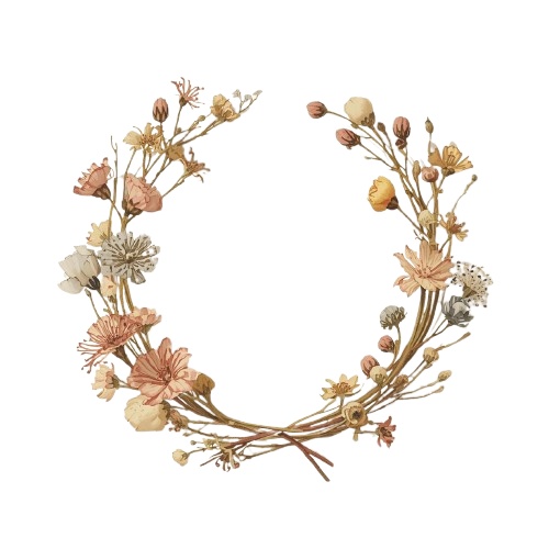 ナチュラル淡色ドライフラワー素材8点セット /背景透過PNG/表示のみPDF/商用利用可