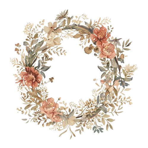 ナチュラル淡色ドライフラワー素材8点セット /背景透過PNG/表示のみPDF/商用利用可