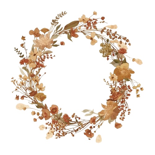 ナチュラル淡色ドライフラワー素材8点セット /背景透過PNG/表示のみPDF/商用利用可