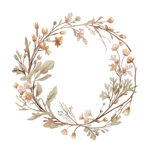 ナチュラル淡色ドライフラワー素材8点セット /背景透過PNG/表示のみPDF/商用利用可