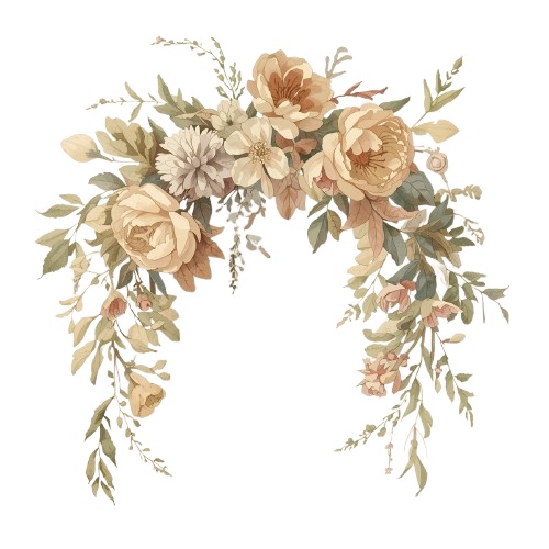 ナチュラル淡色ドライフラワー素材8点セット /背景透過PNG/表示のみPDF/商用利用可