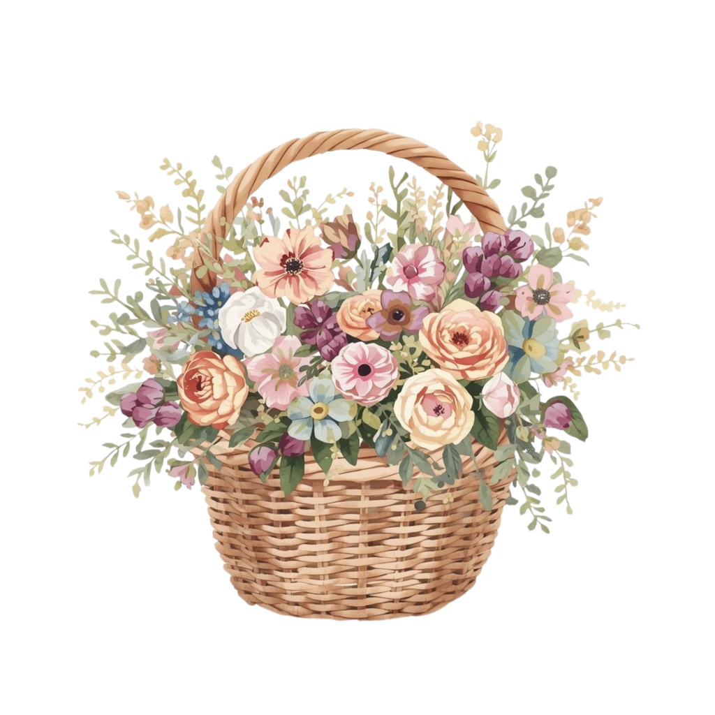 Flowerマルシェの水彩クリップアート|背景透過PNG 15点セット|3000px|商用利用可