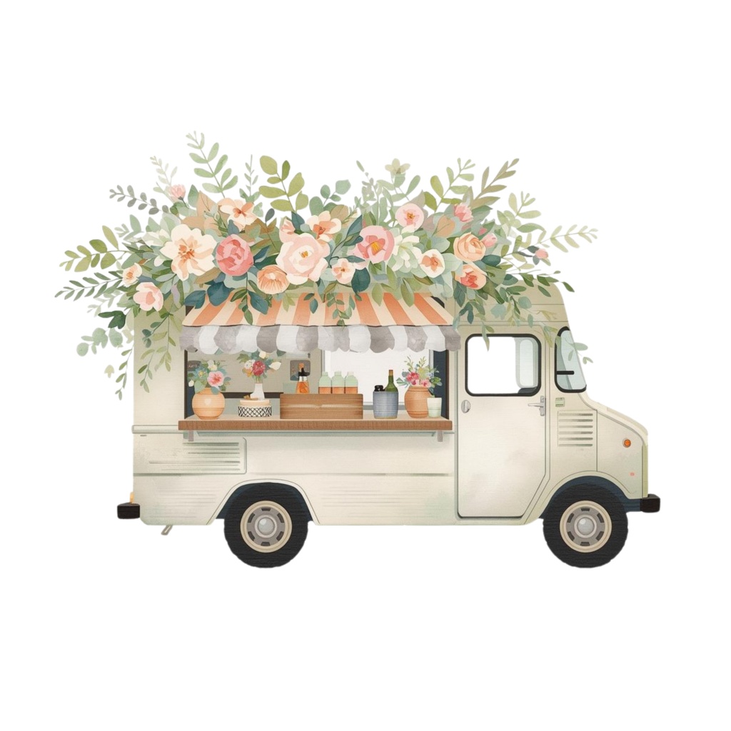 Flowerマルシェの水彩クリップアート|背景透過PNG 15点セット|3000px|商用利用可