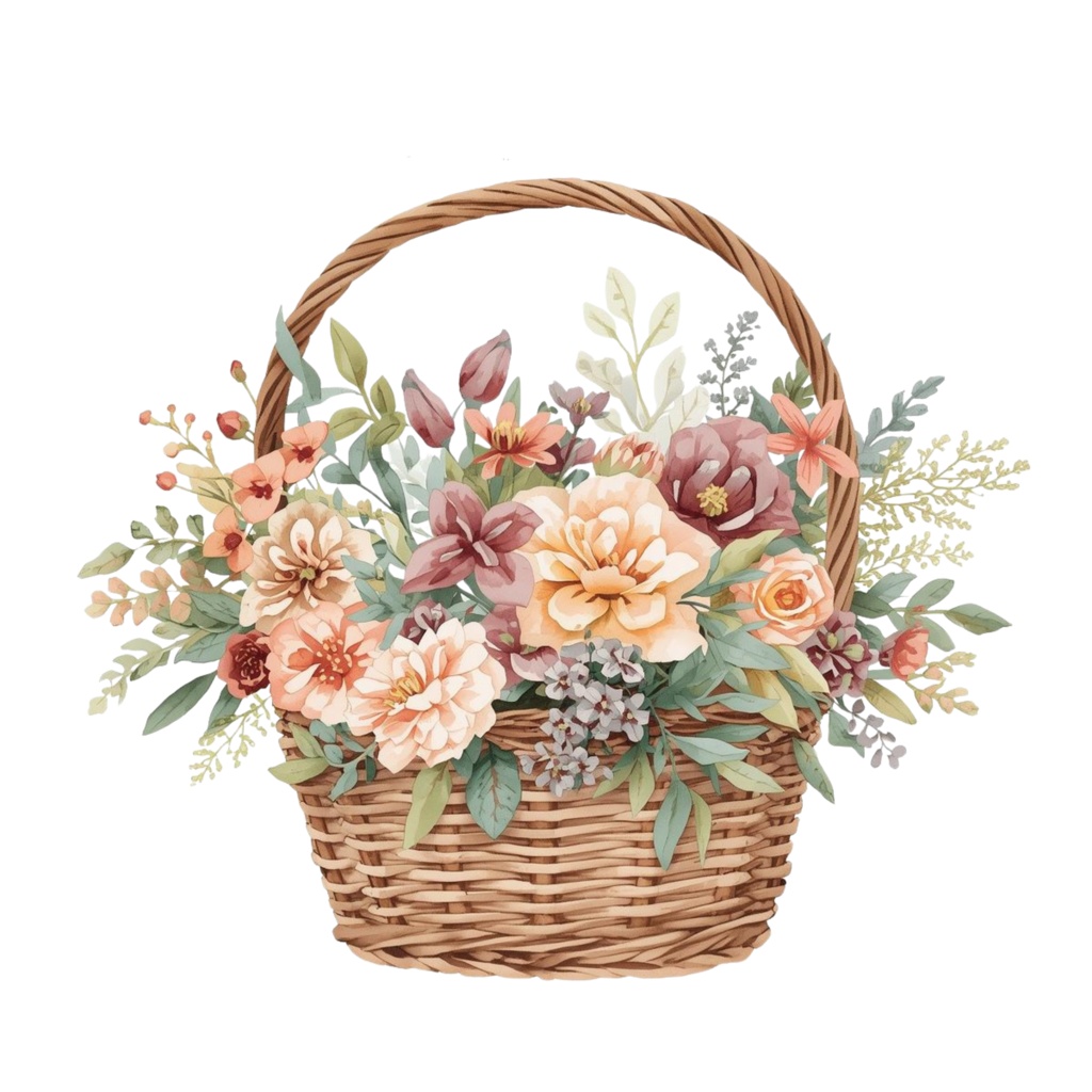 Flowerマルシェの水彩クリップアート|背景透過PNG 15点セット|3000px|商用利用可