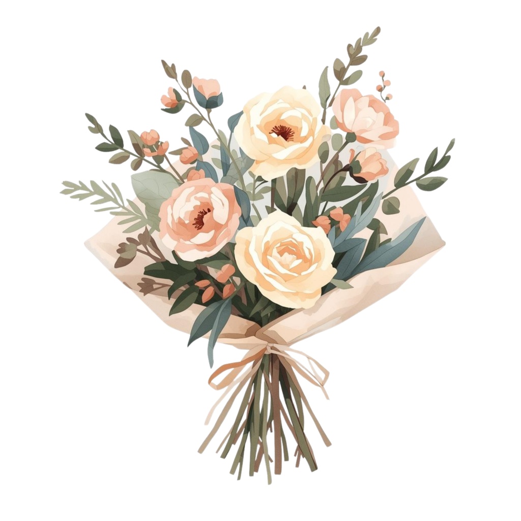 Flowerマルシェの水彩クリップアート|背景透過PNG 15点セット|3000px|商用利用可