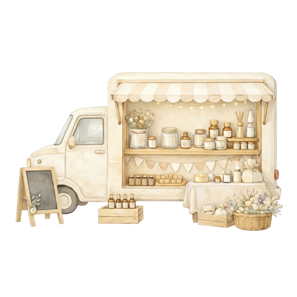 キャンドルとアロマのナチュラルマルシェ|水彩クリップアート15PNG|Canvaテンプレート|商用利用可