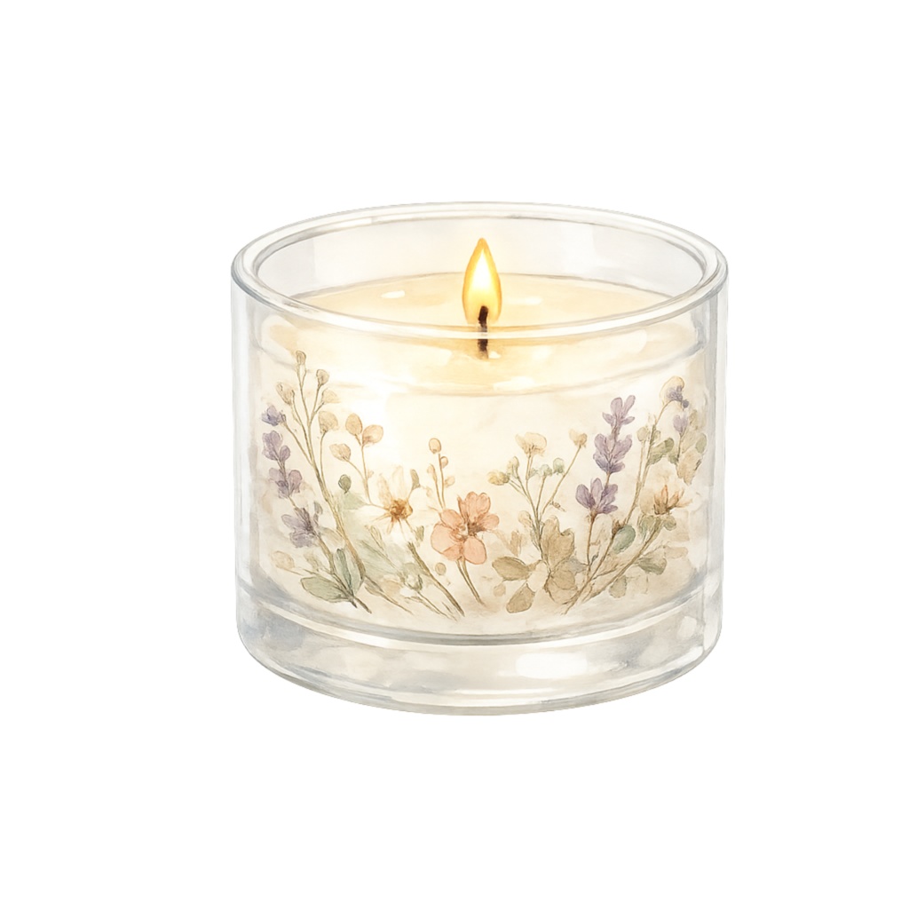 キャンドルとアロマのナチュラルマルシェ|水彩クリップアート15PNG|Canvaテンプレート|商用利用可