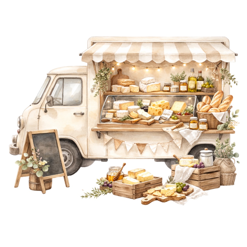 チーズデリマルシェ|水彩クリップアート15PNG|Canvaテンプレート・商用利用可