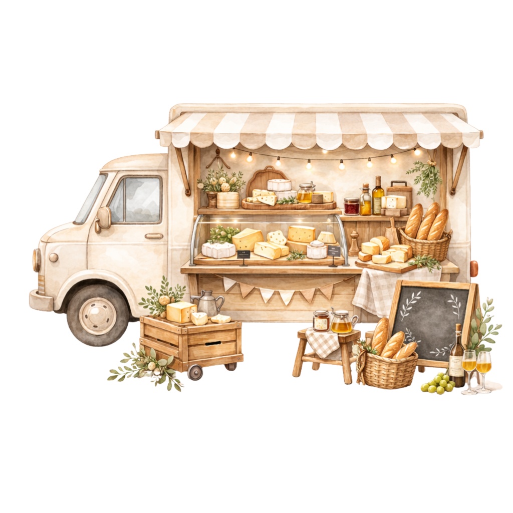 チーズデリマルシェ|水彩クリップアート15PNG|Canvaテンプレート・商用利用可