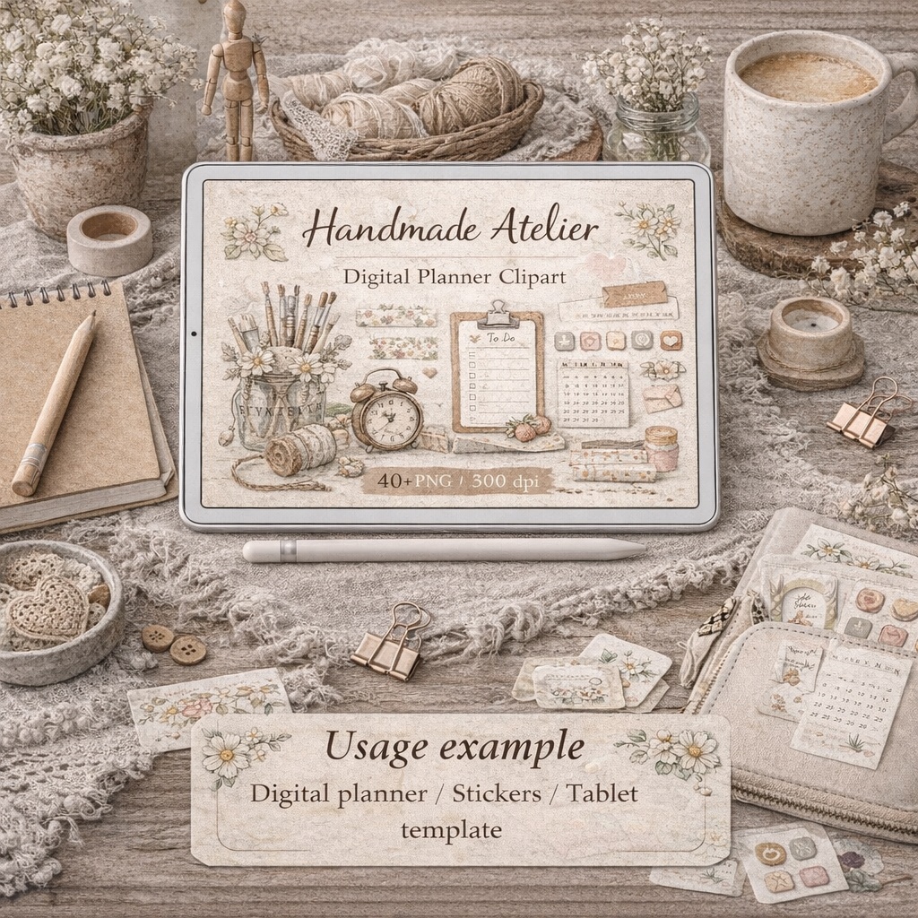 ハンドメイド作家のアトリエ|水彩クリップアート&Canvaテンプレート