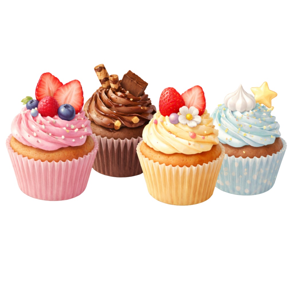 スイーツマルシェ|水彩クリップアート17点+Canvaテンプレート Sweet Dessert Marché Clipart | 17 PNG Watercolor Illustrations + Canva Templates