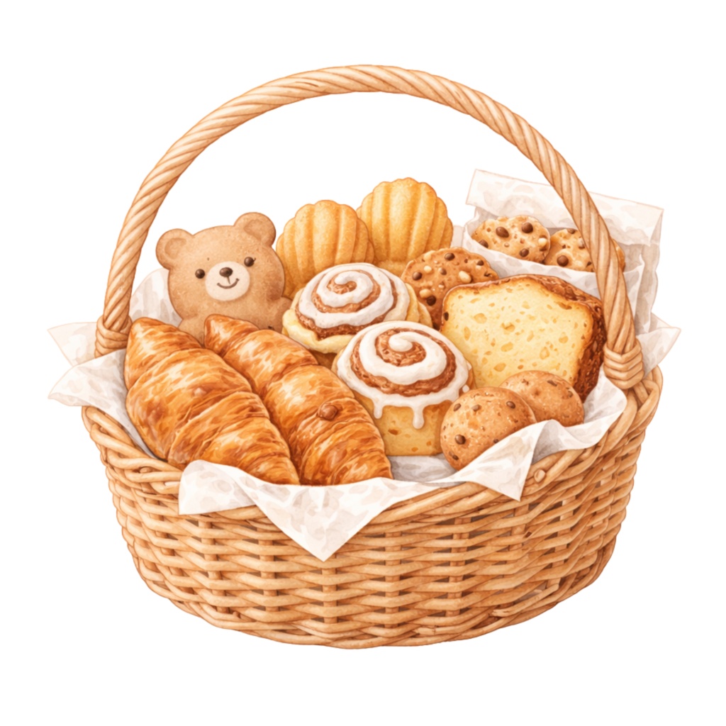 スイーツマルシェ|水彩クリップアート17点+Canvaテンプレート Sweet Dessert Marché Clipart | 17 PNG Watercolor Illustrations + Canva Templates