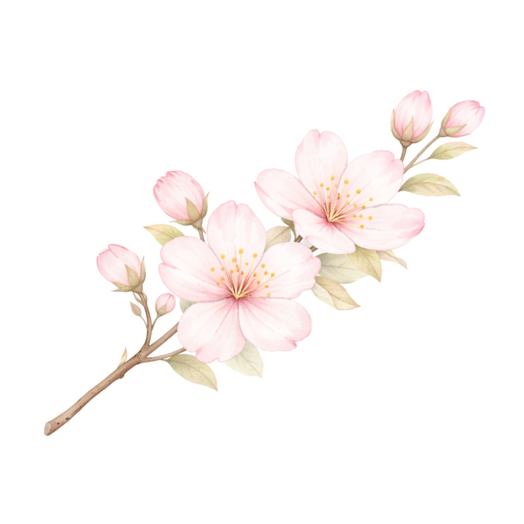 さくら水彩クリップアート素材|春の和スイーツ&桜イラスト|PNG20点|3000px|Canvaテンプレート Sakura Watercolor Clip Art Set | Cherry Blossom & Spring Sweets | 20 PNG | 3000px | Canva Template