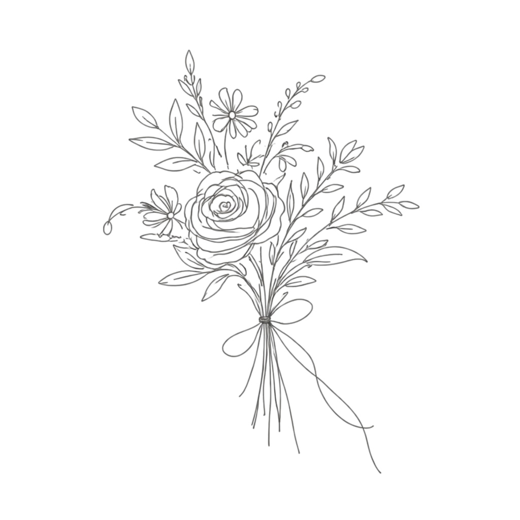 ボタニカルラインアート素材集|ミニマル・大人っぽい花のクリップアート(透過PNG) Minimal Botanical Line Art Clipart Set | Elegant Floral PNG (Transparent)