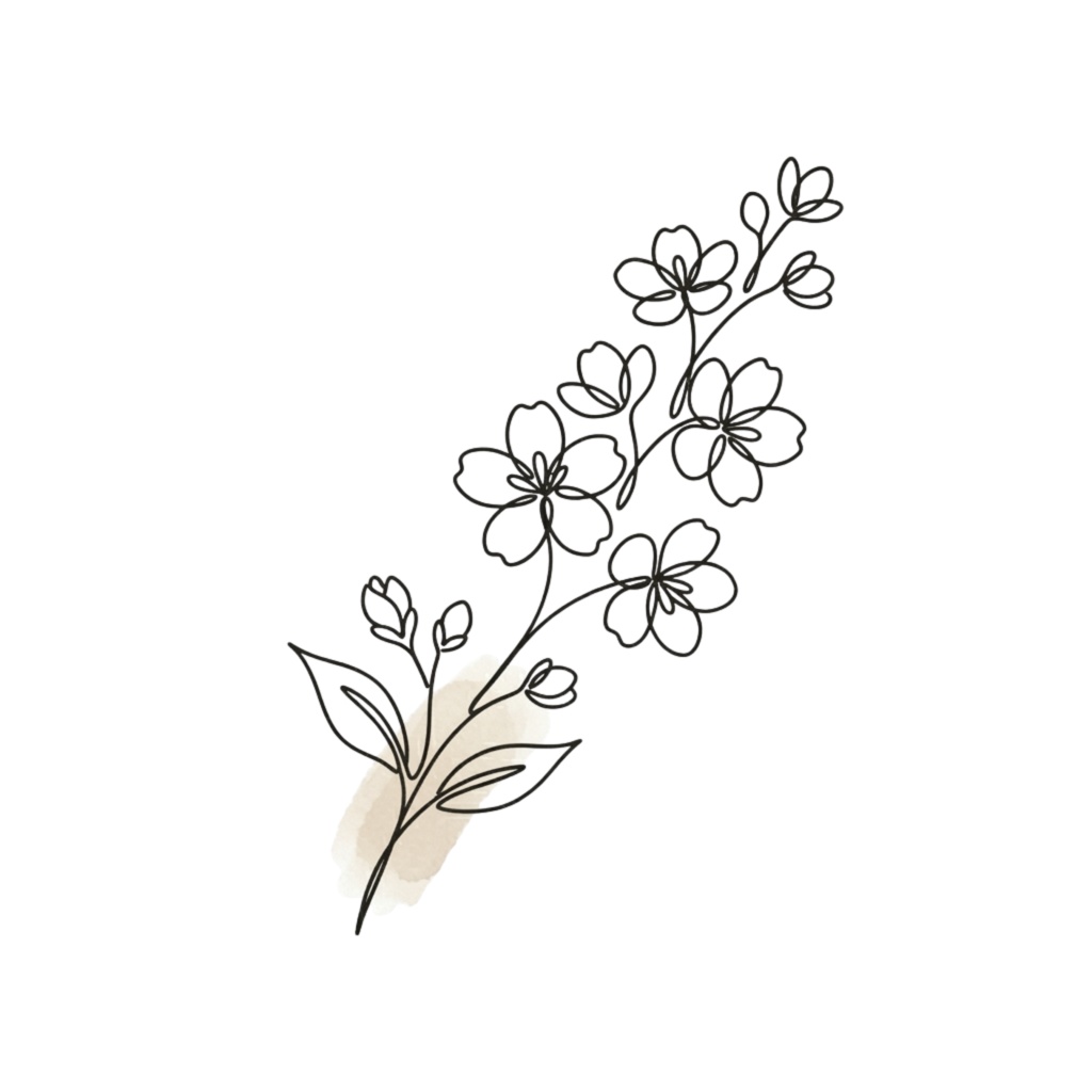 ボタニカルラインアート素材集|ミニマル・大人っぽい花のクリップアート(透過PNG) Minimal Botanical Line Art Clipart Set | Elegant Floral PNG (Transparent)