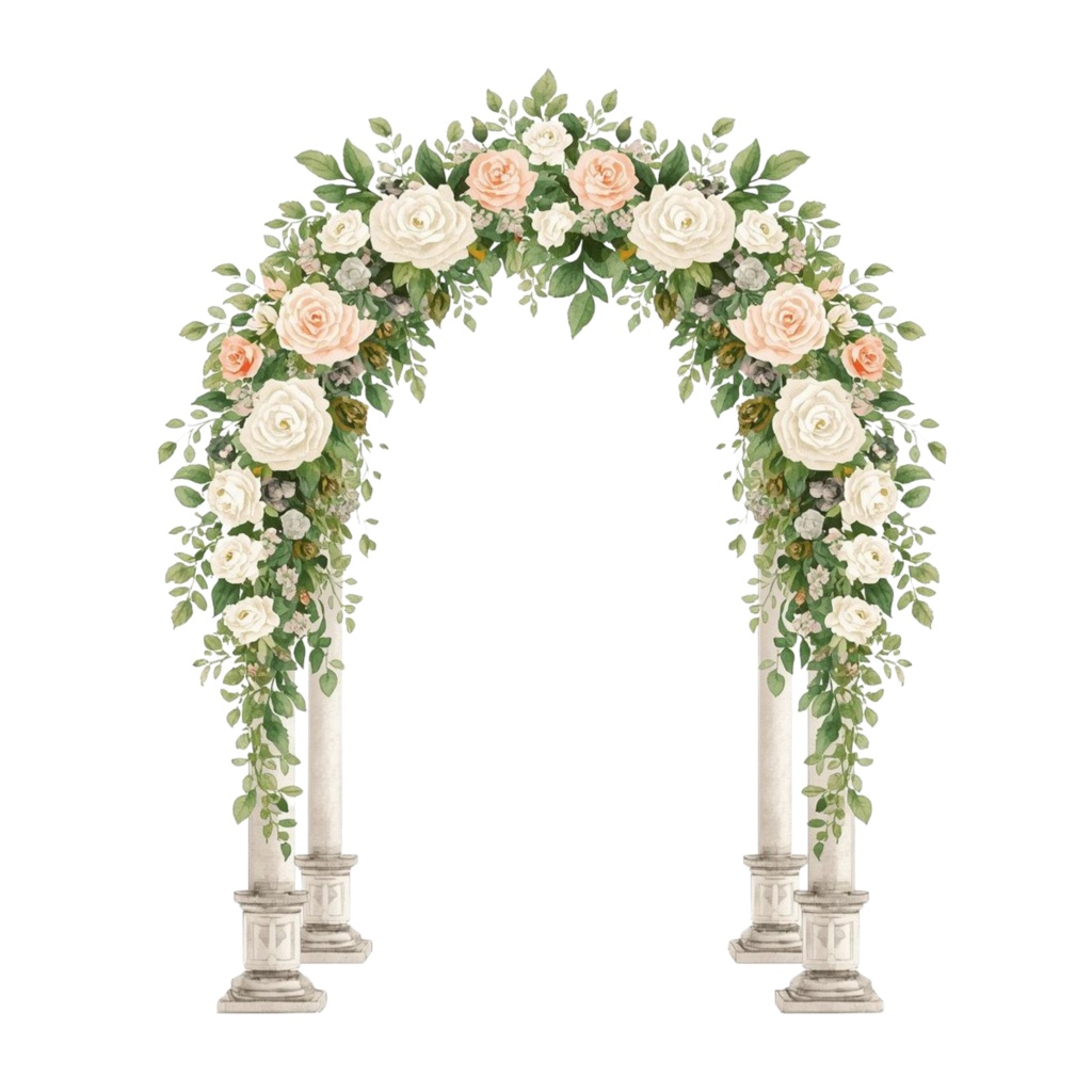 水彩ブライダルクリップアート20点|結婚式ペーパーアイテム素材|Canvaテンプレート付き|透過PNG