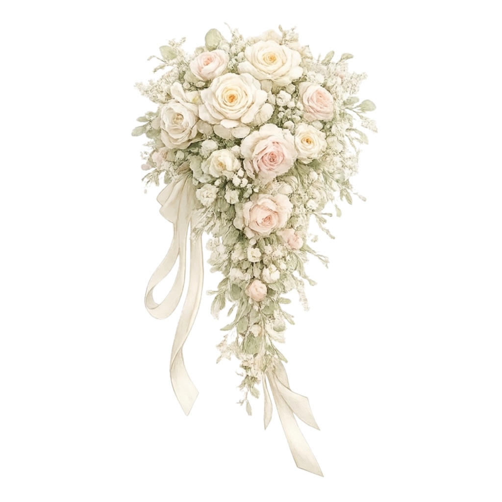 水彩ブライダルクリップアート20点|結婚式ペーパーアイテム素材|Canvaテンプレート付き|透過PNG