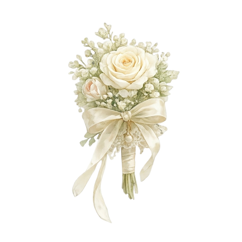 水彩ブライダルクリップアート20点|結婚式ペーパーアイテム素材|Canvaテンプレート付き|透過PNG