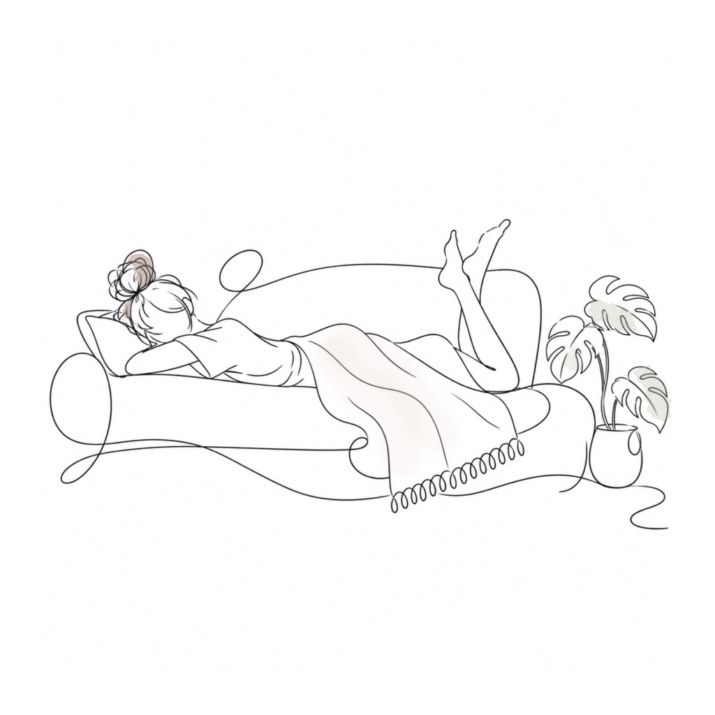 Slow Moments|ゆったり過ごす休日のラインアート 7点セット|背景透過PNG