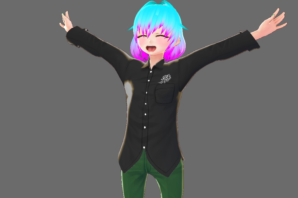 [vroid服]黒シャツ(ワンポイント刺繍入り)