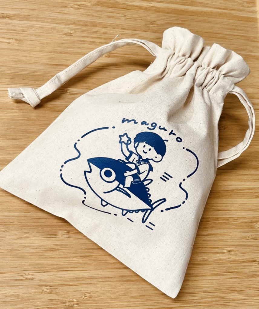 まぐろとお出かけ！コットンフリル巾着