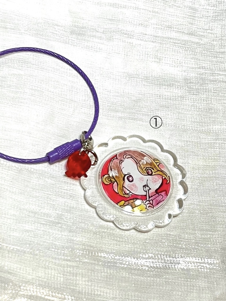 原画キーホルダー(お花) 〜オリジナルクリアビーズ付き〜