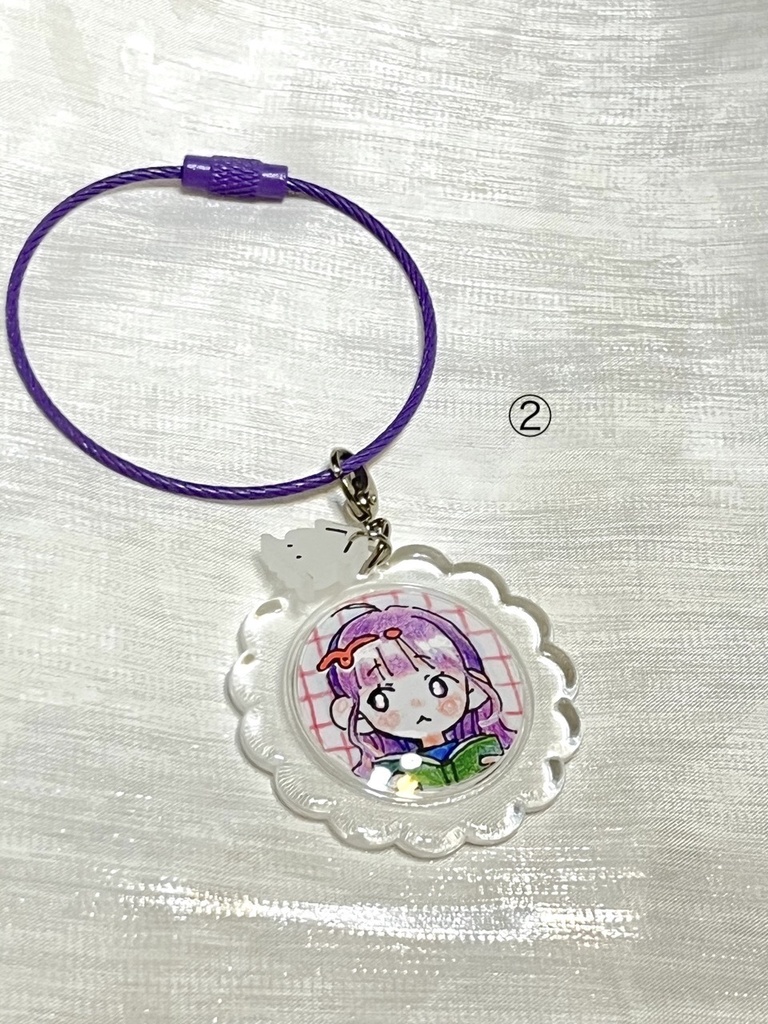 原画キーホルダー(お花) 〜オリジナルクリアビーズ付き〜