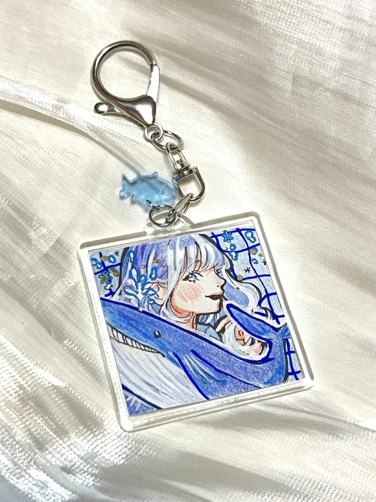 原画キーホルダー(海) 〜オリジナルクリアビーズ付き〜