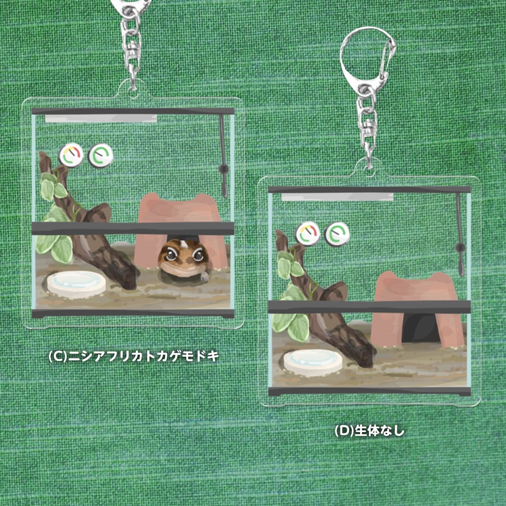 爬虫類ケージ アクリルキーホルダー(トカゲモドキ)