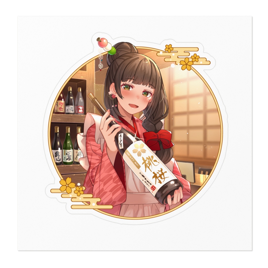 酵穣桃桜日本酒コラボイラストAステッカー