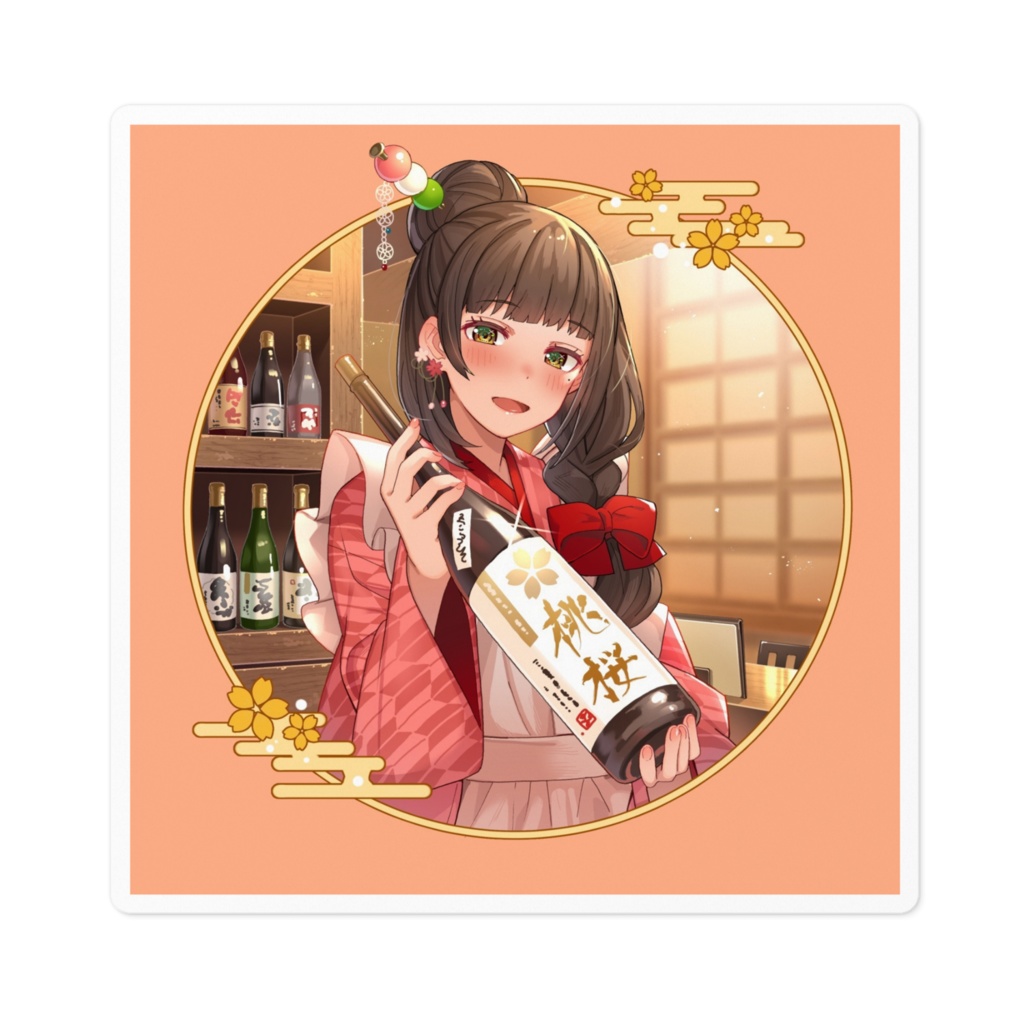 酵穣桃桜日本酒コラボイラストAステッカー②