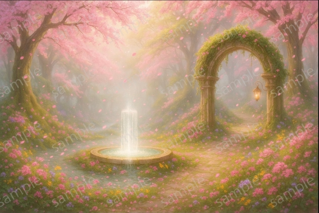 『長寿の泉 - エルフの森シリーズ』背景素材6枚+1セット【幻想・ファンタジー・ゲーム用】