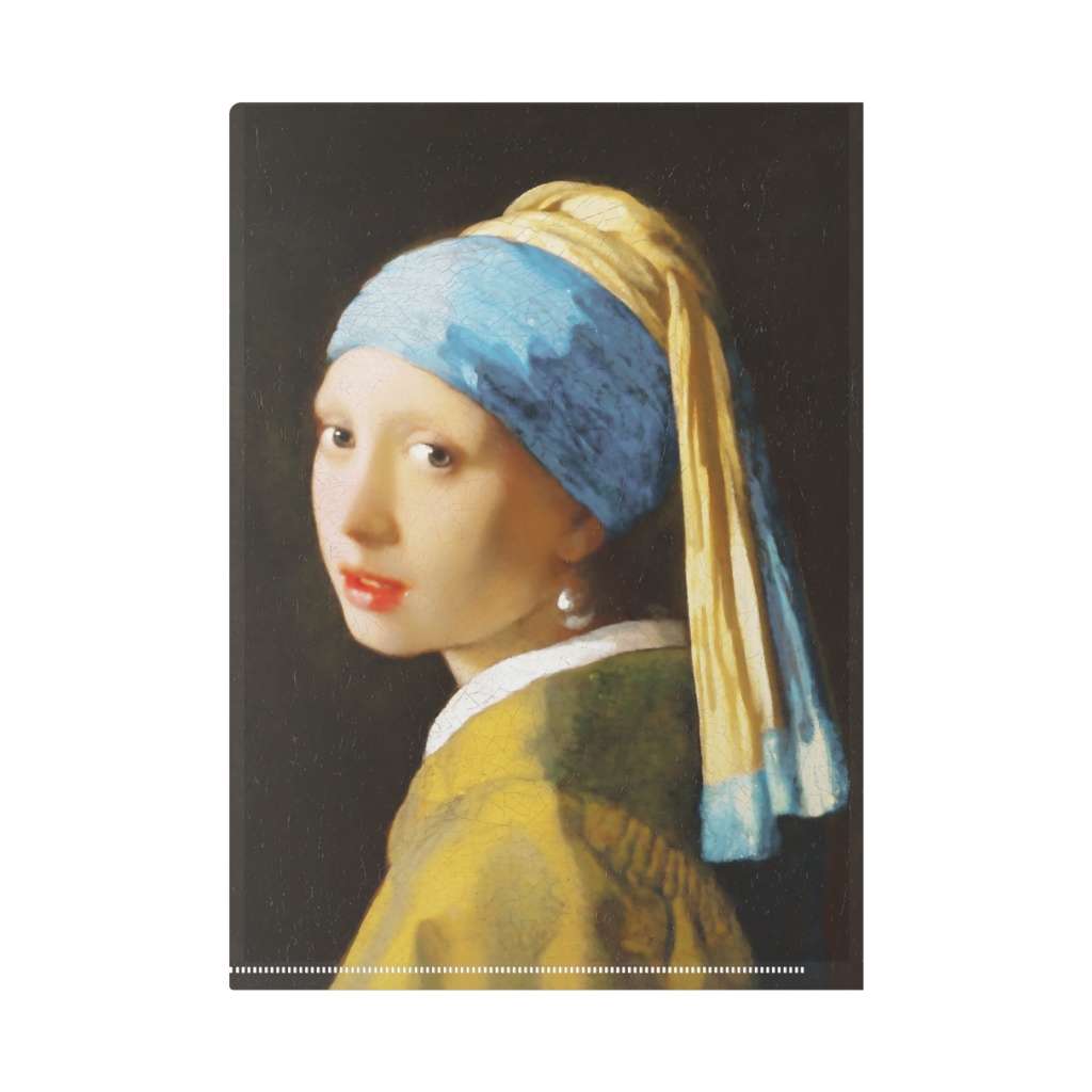 ステンドグラスの光に浮かぶ、真珠の耳飾りの少女。 / A4クリアファイル