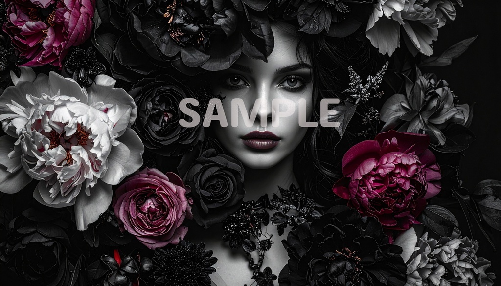 【AI生成】「百花美」- 華麗なる花のポートレート壁紙セット(5枚入り・2.7K級)