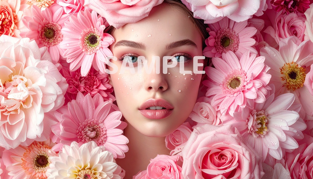 【AI生成】「Floral Radiant」- 陽だまりの花と乙女の壁紙セット(5枚入り・2.7K)