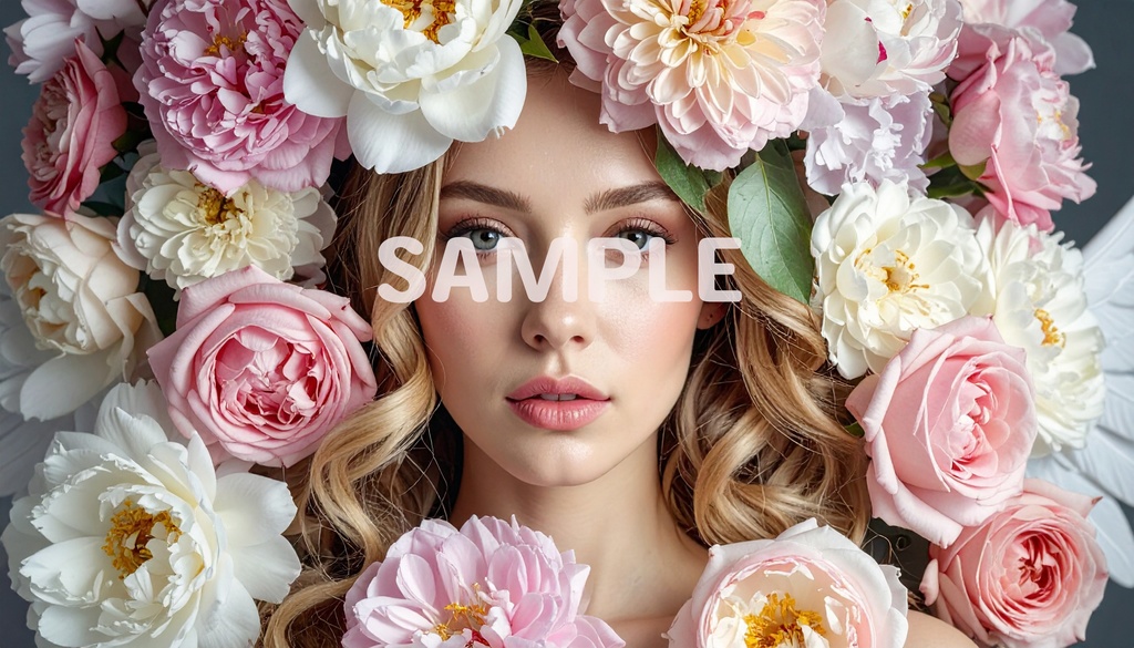 【AI生成】「Floral Radiant」- 陽だまりの花と乙女の壁紙セット(5枚入り・2.7K)