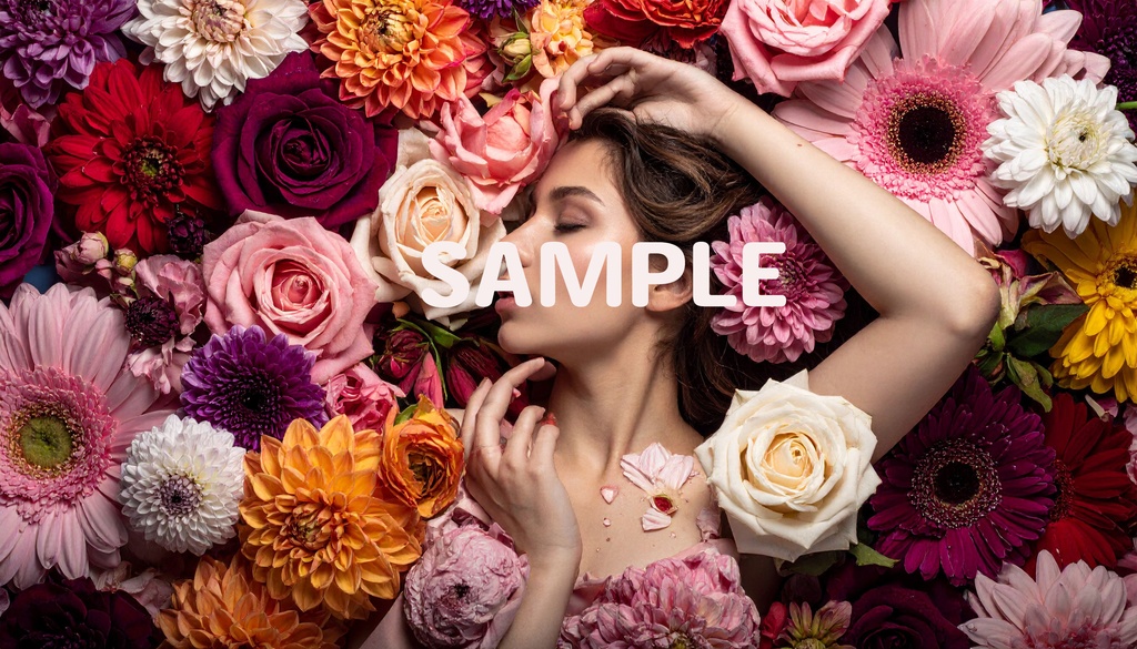 【AI生成】「Vivid Bloom」- 鮮彩な花々と乙女のポートレート壁紙セット(5枚入り・2.7K)