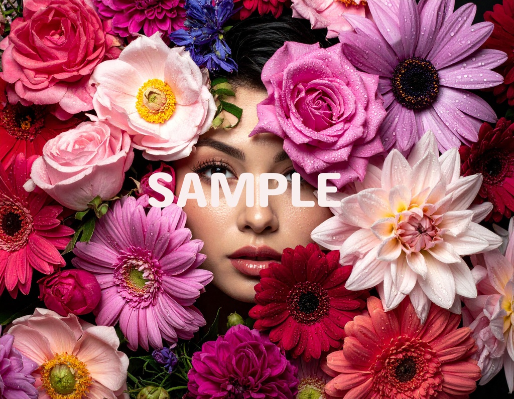 【AI生成】「Floral Tapestry」- 咲き乱れる花々と乙女の壁紙セット(5枚入り)