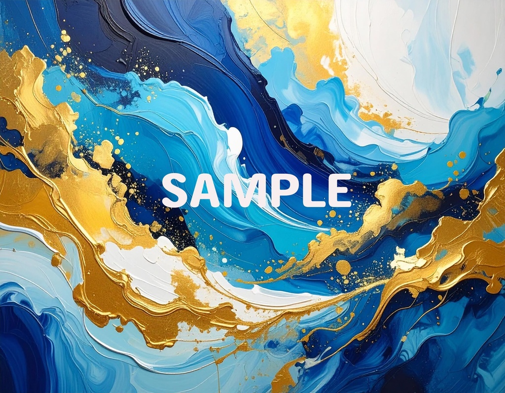 【AI生成】「Blue Gold Energy」- 蒼と金のダイナミック抽象画・背景素材集(豪華12枚セット)
