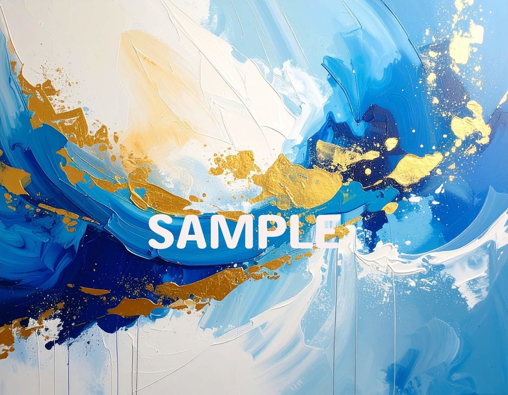 【AI生成】「Blue Gold Energy」- 蒼と金のダイナミック抽象画・背景素材集(豪華12枚セット)