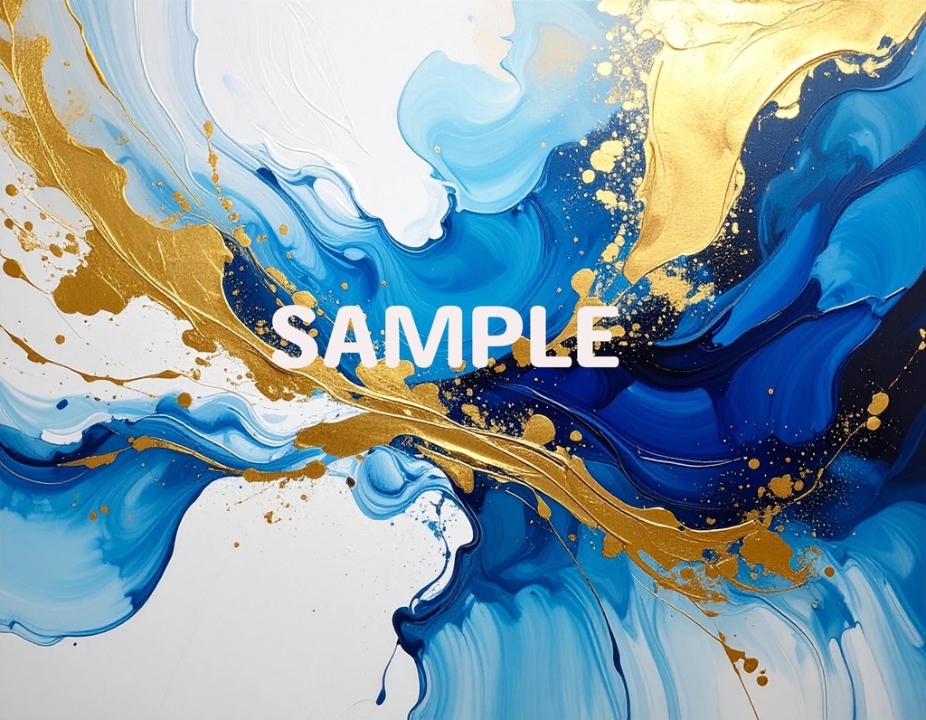 【AI生成】「Blue Gold Energy」- 蒼と金のダイナミック抽象画・背景素材集（豪華12枚セット）