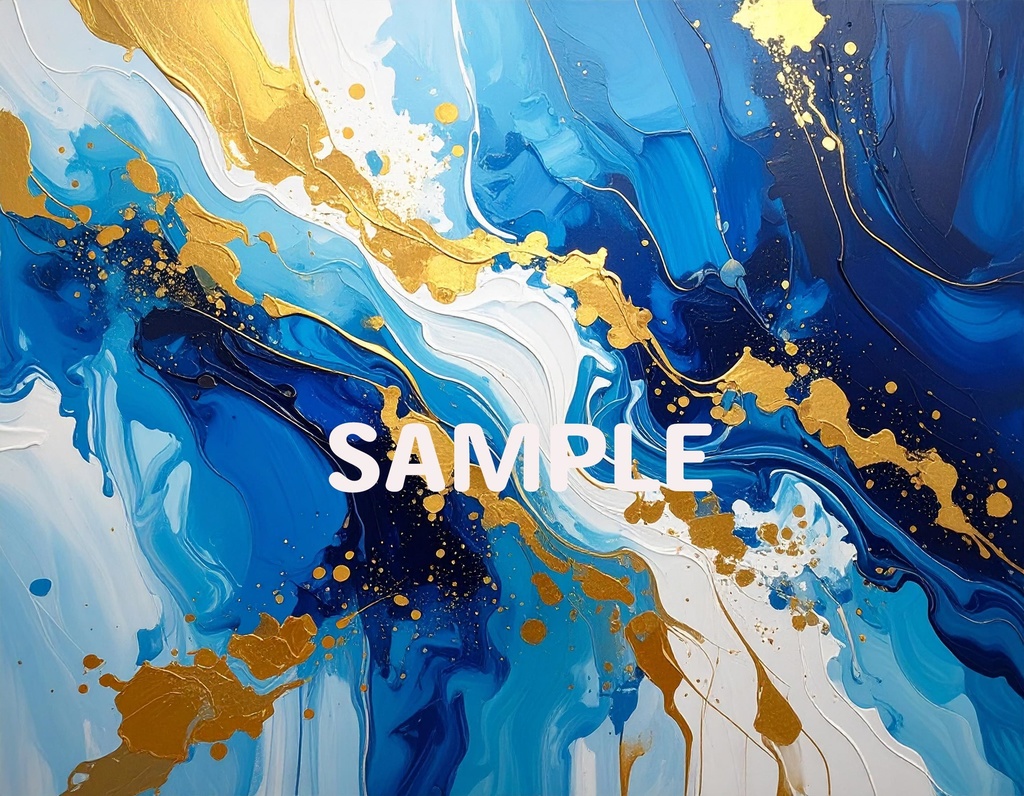【AI生成】「Blue Gold Energy」- 蒼と金のダイナミック抽象画・背景素材集(豪華12枚セット)