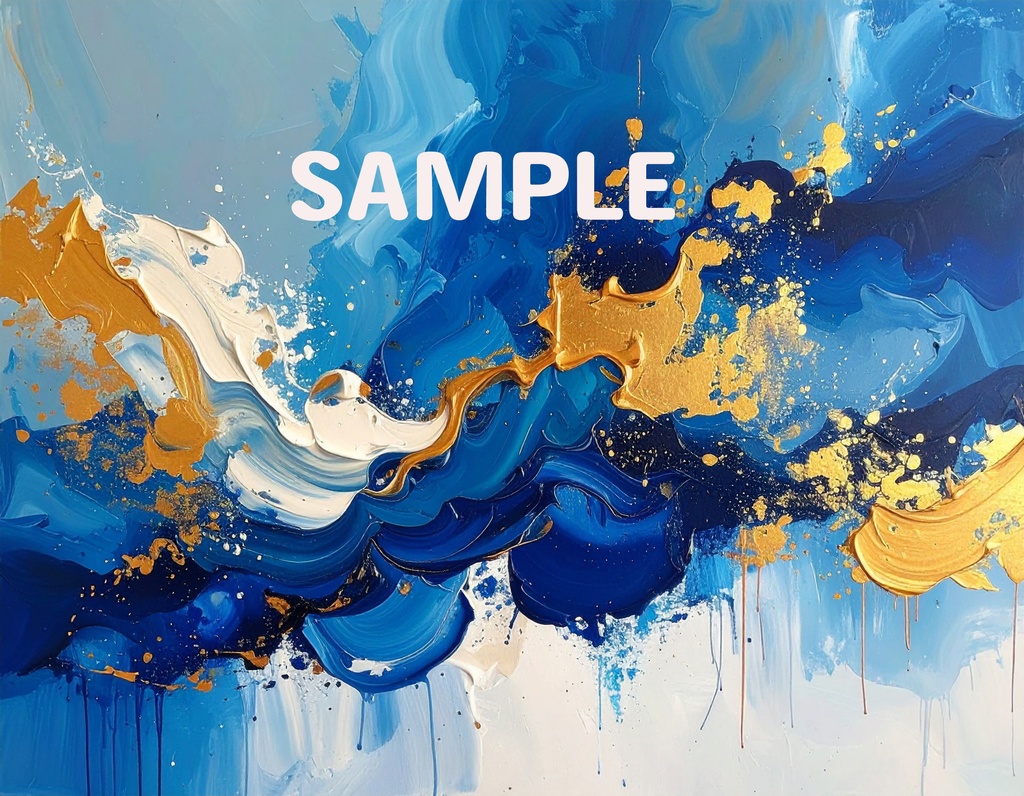 【AI生成】「Blue Gold Energy」- 蒼と金のダイナミック抽象画・背景素材集(豪華12枚セット)