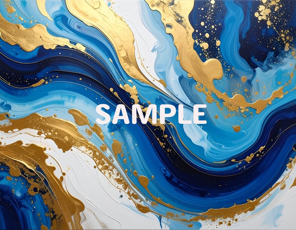 【AI生成】「Blue Gold Energy」- 蒼と金のダイナミック抽象画・背景素材集(豪華12枚セット)